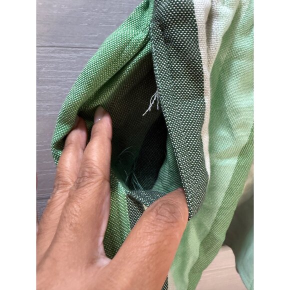 Green Striped Cotton‎ Blend Shorts With Elastic Waist & Drawstring - Picture 8 of 8